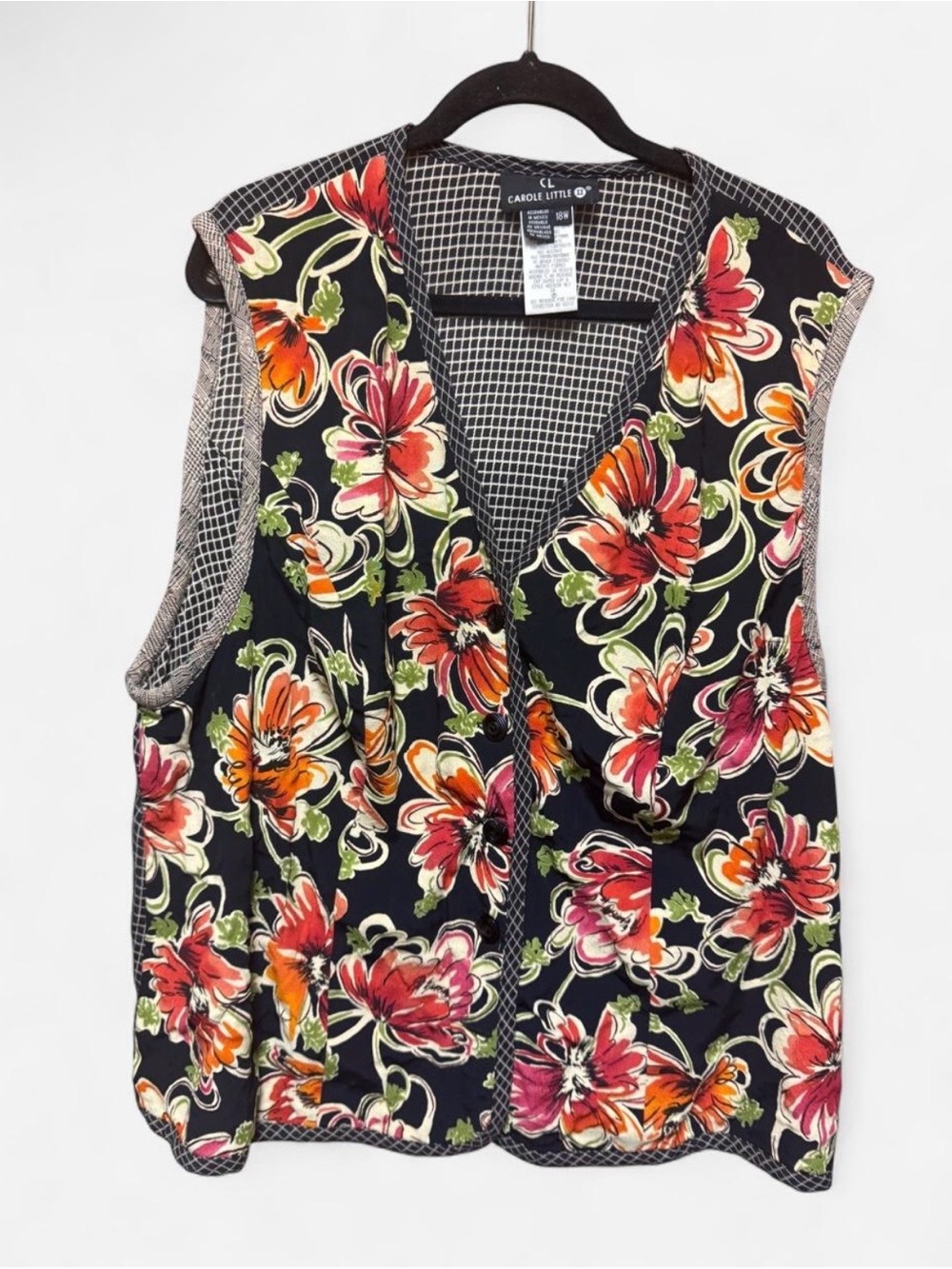 Vintage Carole Little Vest With Orange Flowers